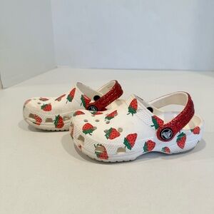 Crocs Strawberries Glitter Back Strap Girl Water Shoes Sneakers Size C10